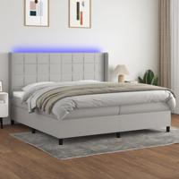 Boxspring met matras en LED stof lichtgrijs 200x200 cm
