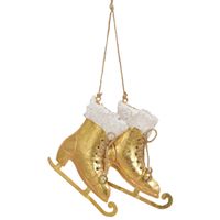 2x Kerstboomhangers gouden schaatsen 14 cm kerstversiering - thumbnail