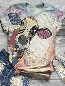 Short Sleeve Crew Neck Cotton-Blend Animal T-shirt