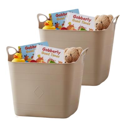 Storage solutions speelgoedmand - 2x - beige - 25 l - kunststof - 40 x 35 cm - opbergmand Storage solutions speelgoedmand - 2x - beige - 25 l - kunststof - 40 x 35 cm - opbergmand