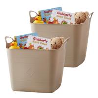 Storage solutions speelgoedmand - 2x - beige - 25 l - kunststof - 40 x 35 cm - opbergmand