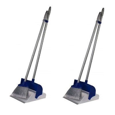 2x Luxe stoffer en blik met lange steel 107 x 28 x 12 cm