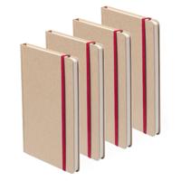 Notitieblok - Set van 4x stuks - luxe - met elastiek - notitieboekje - A5 formaat - 100 bladzijdes