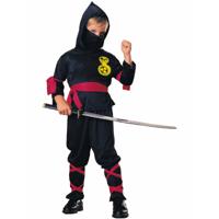 Ninja verkleed kostuum - zwart - voor kinderen - 5-delig