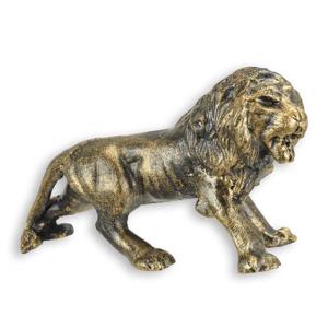 A CAST IRON SCULPTURE OF A LION