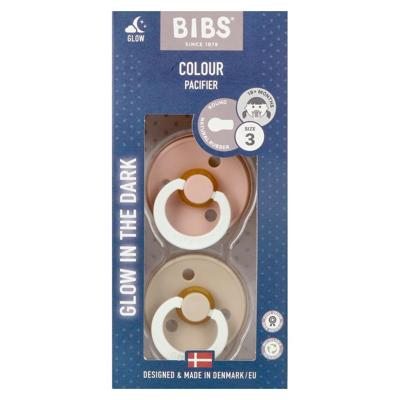 Bibs 3 Fopspeen Glow In The Dark Blush/vanille 2 Stuks