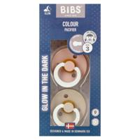 Bibs 3 Fopspeen Glow In The Dark Blush/vanille 2 Stuks
