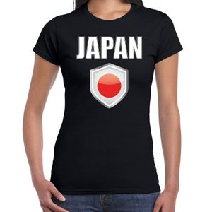 Japan landen supporter t-shirt met Japanse vlag schild zwart dames 2XL  -