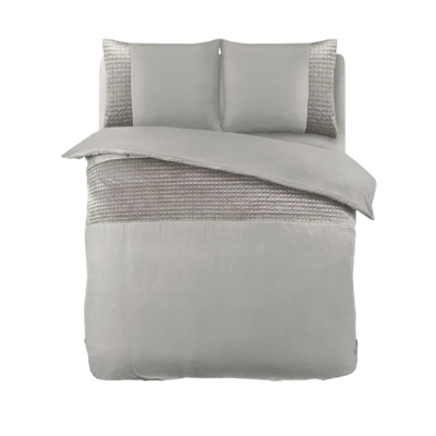 Dekbedovertrek Velvet Band - Lits-Jumeaux (240x220 Cm) - Zand Grijs Microvezel - Effen - Sleeptime - Dekbed-Discounter.nl