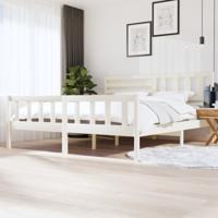 Bedframe massief hout wit 200x200 cm