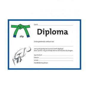Judo diploma groen/blauwe slip (per 25 stuks)