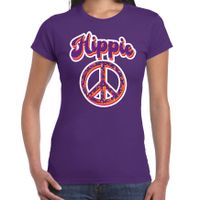 Hippie t-shirt paars voor dames - thumbnail