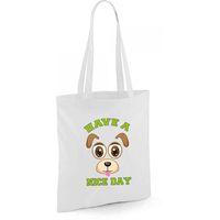 Schoudertas meisjes - hond - wit - have a nice day - 42 x 38 cm - shopper/tote bag - thumbnail