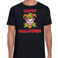 Happy Halloween groene horror joker verkleed t-shirt zwart voor heren - thumbnail