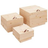 vidaXL Opbergboxen met deksels 3 st massief grenenhout - thumbnail