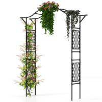 Rozenboog Metaal Tuinboog voor Klimplanten Poortboog Tuin Rozenrek Klimhulp Klimrek 170 x 39 x 210 cm Zwart