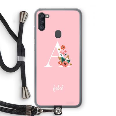 Pink Bouquet: Samsung Galaxy A11 Transparant Hoesje met koord