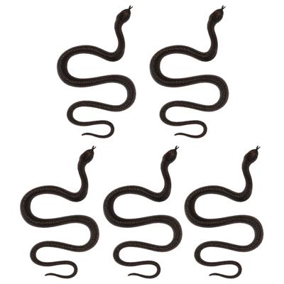Nep slangen - 5x stuks - zwart - 35 cm - halloween/horror