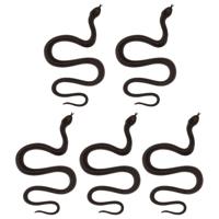 Nep slangen - 5x stuks - zwart - 35 cm - halloween/horror Nep slangen - 5x stuks - zwart - 35 cm - halloween/horror