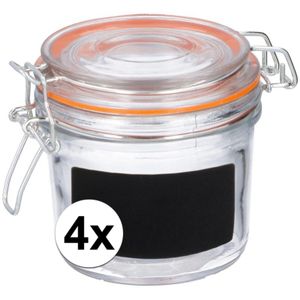 4x Weckpotten/inmaakpotten met etiket labels