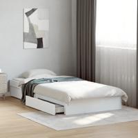 Bedframe met lades bewerkt hout wit 90x200 cm