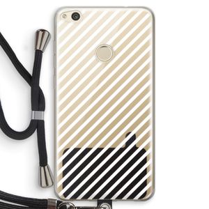 Strepen zwart-wit: Huawei Ascend P8 Lite (2017) Transparant Hoesje met koord