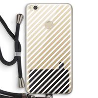 Strepen zwart-wit: Huawei Ascend P8 Lite (2017) Transparant Hoesje met koord