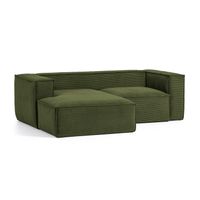 Kave Home Loungebank 'Blok' 240cm, Rib, Links, kleur Donkergroen - thumbnail