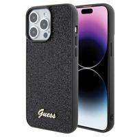 iPhone 15 Pro Max Guess Disco Metal Script Logo Cover - Zwart