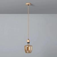 Plafondlamp met e27 fitting hout met strijkijzersnoer op=op