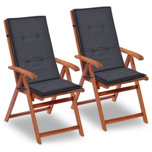 VidaXL Tuinstoelkussens rugleuning 2 st 120x50x3 cm stof antraciet