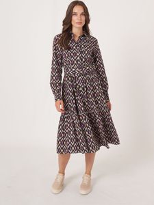 Katoenen overhemdjurk met ikat print