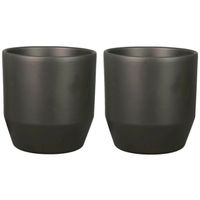 Set van 2x plantenpot/bloempot keramiek mat antraciet - D19.5/H18.5 cm