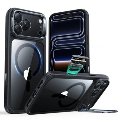 iPhone 17 Pro Classic Hybrid Magnetic Case (Camera Control, Stash Stand) - Clear Black
