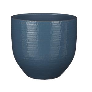 Mica Decorations Plantenpot - terracotta - blauw glans flakes -20x18cm   -