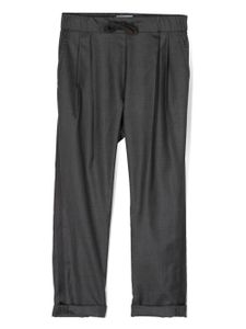 Brunello Cucinelli Kids pantalon droit à lien de resserrage - Gris