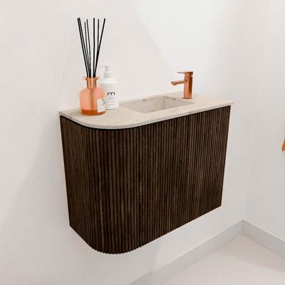 Toiletmeubel Mondiaz Joya Dlux | 51.6 cm | Meubelkleur Walnut | Faye wastafel Frappe Wasbak Rechts | 1 kraangat