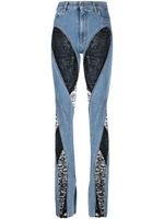 Mugler jean skinny à empiècements en dentelle - Bleu
