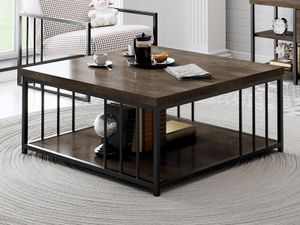 Vierkante salontafel ZINK 100 cm walnoot/zwart