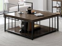 Vierkante salontafel ZINK 100 cm walnoot/zwart