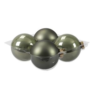 4x stuks glazen kerstballen graniet groen 10 cm mat/glans - Kerstbal