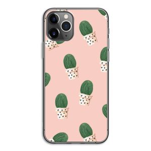 Cactusprint roze: iPhone 11 Pro Transparant Hoesje