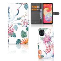 Samsung Galaxy A04e | Telefoonhoesje | Met pasjeshouder | Bird Flowers