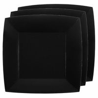 Santex feest gebak/taart bordjes - zwart - 10x stuks - karton - 18 cm - Feestbordjes - thumbnail