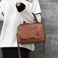 Casual PU schoudertas dames handtas messengertas met klinknagel (bruin)