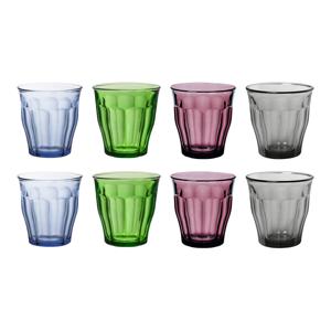 Drinkglazen/waterglazen Picardie - 8x stuks - gekleurd glas - 250 ML