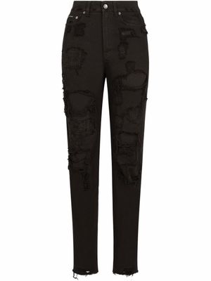 Dolce & Gabbana jean ample à effet usé - Noir