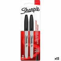 Set Viltstiften Sharpie Zwart 2 Onderdelen (12 Stuks)