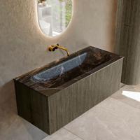 Badmeubel Mondiaz Kurve-Dlux | 110 cm cm | Meubelkleur Shadow | Wastafelkleur Lava | Solid surface | Wasbak midden spoelbak | Zonder kraangat(en)