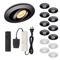 Set LED-inbouwspot met afstandsbediening Piccolo zwart 3W dimbaar 1-12 stuks
